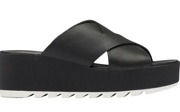 Sorel  Cameron Black Flatform Mule Wedge Sandals