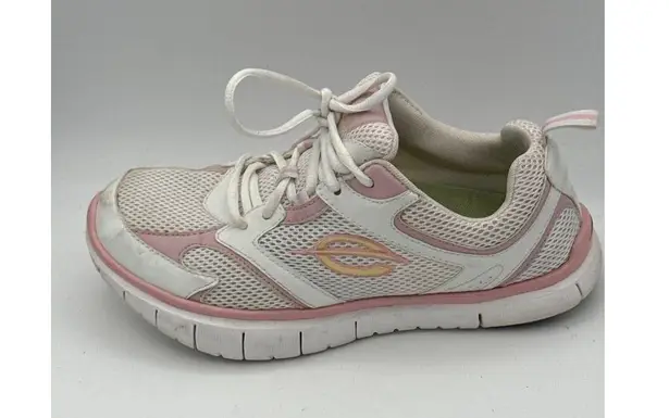 K-Swiss Womens 7.5B White & Pink Mesh Athletic Lace-Up Sneakers