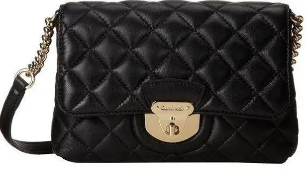 Calvin Klein  Women's Metallic Quilted Lamb Leather Crossbody