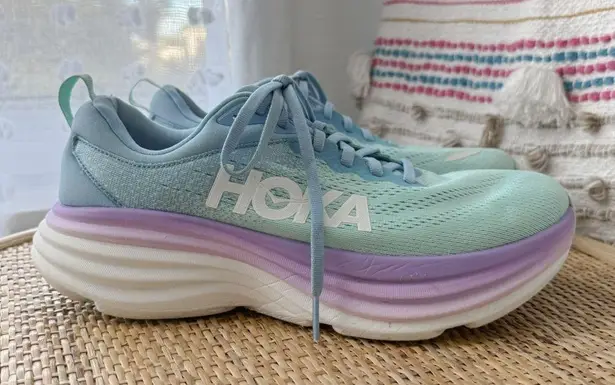 Hoka One One Bondi 8 Airy Blue Sunlit Ocean Road