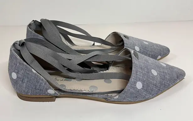 Boden USA Boden Florence Polka Dot Pointed Toe Ankle Strap Flats Gray EU 38/US 7
