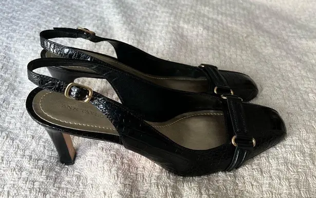 Ann Taylor  sling back heels black size 9M gorpcore buckle front