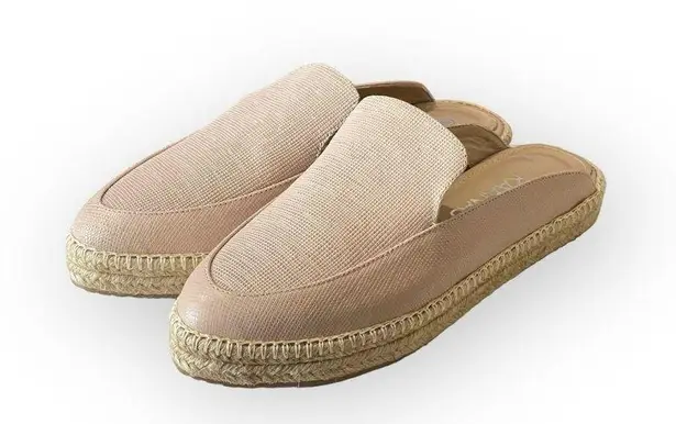 Kaanas new  𒀭 Textured Leather Jute Sole Espadrille Mule Slide Sandals 𒀭 Oat 8M