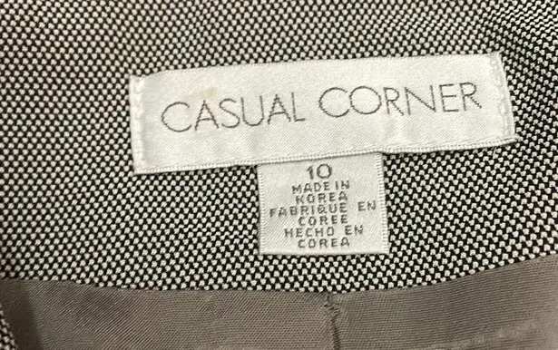 Casual Corner Black & White Mini Checkered Print Women's Button Front Blazer 10