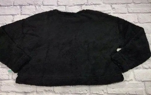 Abound Nordstrom  Black Fuzzy Black Fleece 1/4 Zip Pullover Womens Size Medium