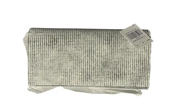 Forever Young Clutch Bag Chain Strap Silver Rhinestone Wallet Purse 8x4 NEW