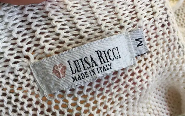 Luisa Ricci Floral, Loose Knit, Cold Shoulder Sweater, White, Pink, Size M Size M