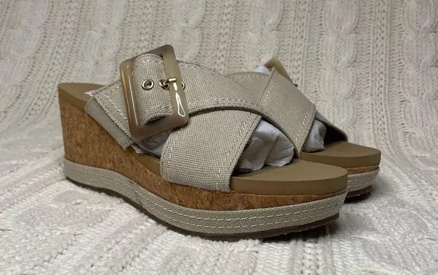 Yellow Box Adaline Platform Wedge Sandals in Taupe