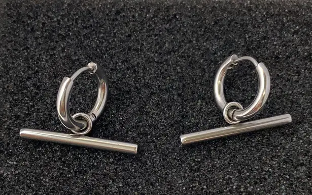 Titanium Steel Dangle Drop Earrings for Men Women,Silver Hoop Earrings Silver