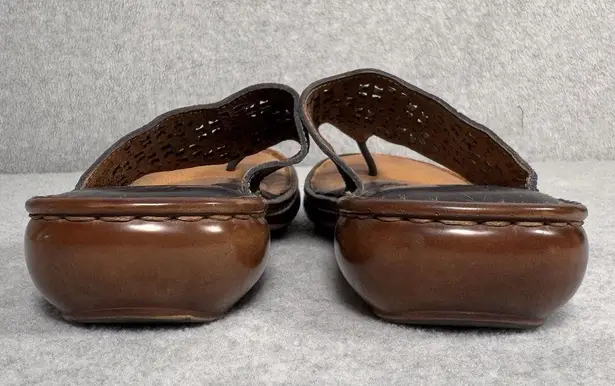 Women’s Born Leather Laser Cut Sandals Slip On Thong Black size 8