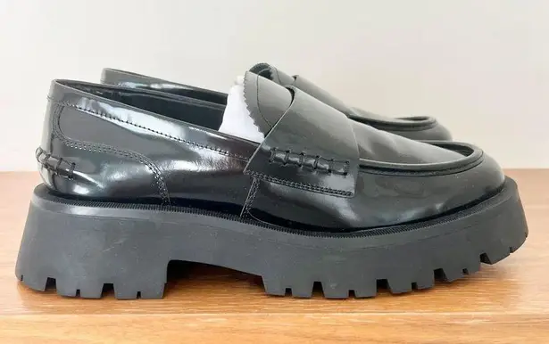 Tony Bianco NWT  Brooklyn Hi Shine Leather Loafer Shoes Black Women's Size 7.5