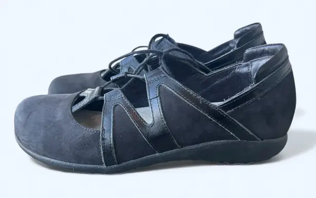 Naot Timu Black Suede Leather Lace Up Mary Jane Comfort Shoes Women's 39 EU Size 8