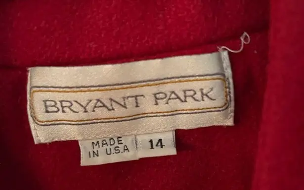 Bryant Park vintage 80s red wool dress trench coat with caplet sleeves Size 14.