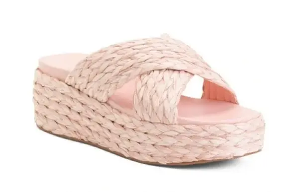 NEW JSlides Quilla Espadrille Raffia Platform Sandals Pink Slip Ons Womens 7.5 - Image 6