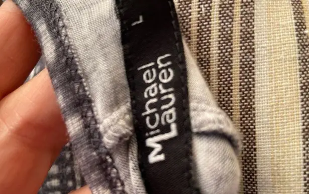 Michael Lauren blue & white long sleeve slip on dress