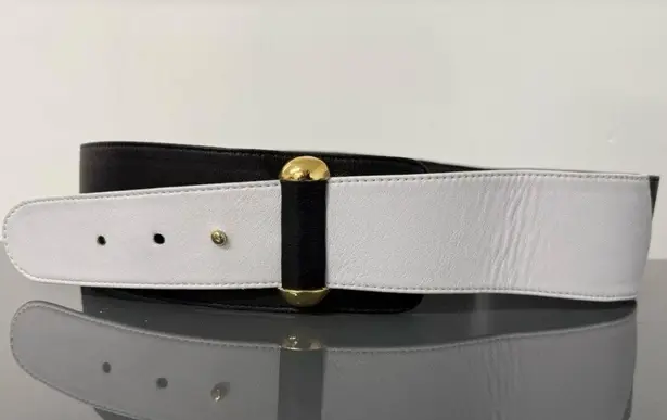 Raina Vixen Asymmetrical Black and White Leather Belt Size M/L