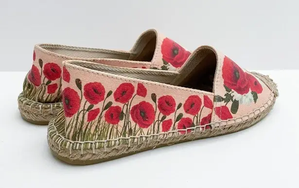 Cotto Floral Daisy Bee Espadrilles Flats Ladybug Red Size 5.5