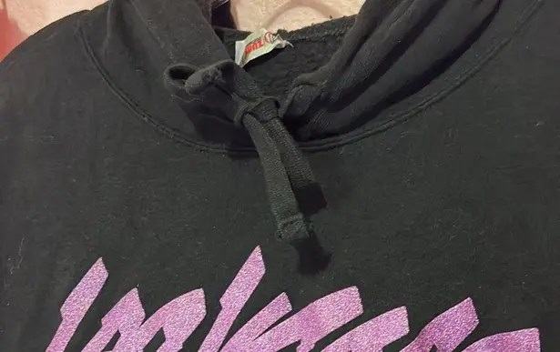 Las Vegas Black/Purple Glitter Crop Hoodie. Size L Size L