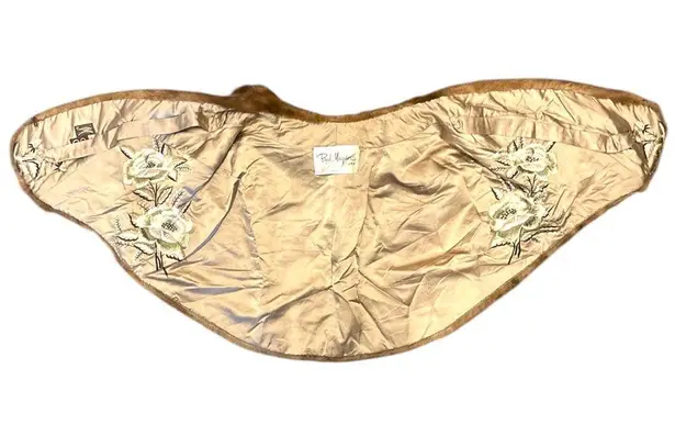 Vintage Genuine 100% Mink Paul Magder Fur Fully Lined Floral Stole Jacket Sz S/M Brown Size M