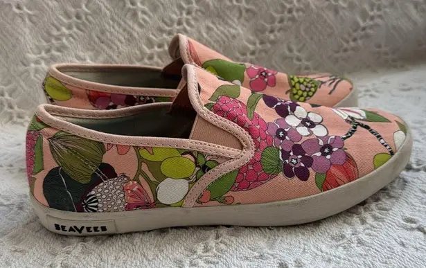 Seavees Pink and Green Floral Canvas Sneakers