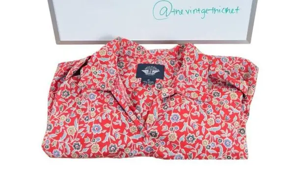Dockers Levi's Orange Floral Button Up Cotton Shirt Medium Western Cottage