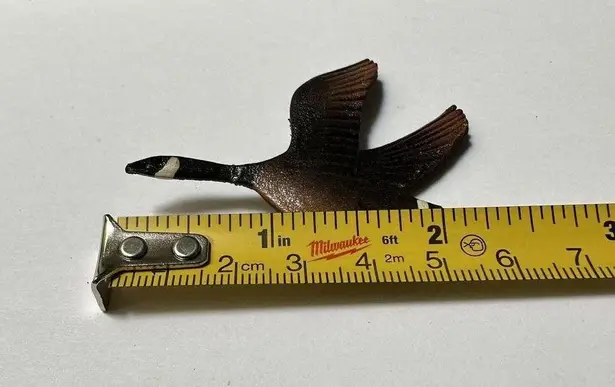 Handmade Handcrafted Leather Like Material Brooch Pin Flying Canadian Goose Bird