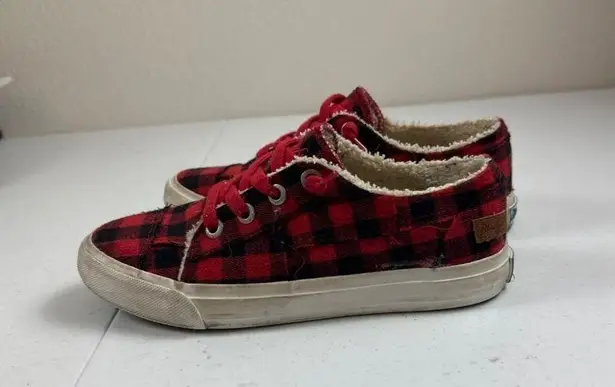 Blowfish Malibu Women's Plaid Sneakers 100% Cotton Red & Black Size 7.5