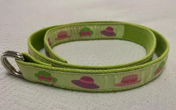 Vintage Preppy Lady Hats D Ring Ribbon Belt LG Douglas Paquette Providen Green