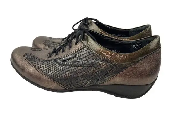Mephisto Air Relax Comfort Walking Shoes Womens Metallic Snake Print Lace Up
