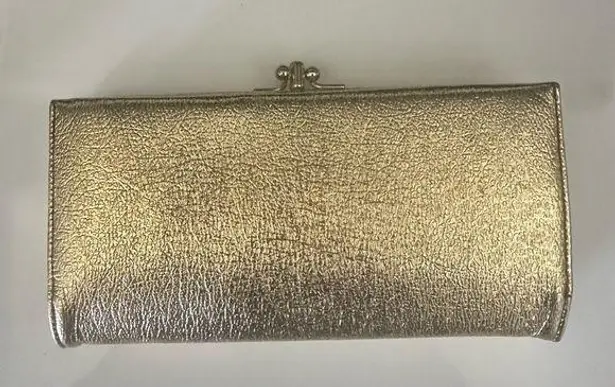 BARONET VINTAGE GOLD FOIL KISS LOCK WALLET CLUTCH