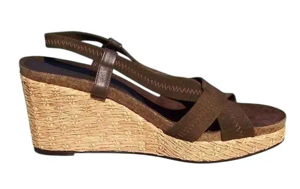 Donald Pliner Brown Suede Leather Mesh Straw Wedge Platform Shoe NIB $235 New Size 6