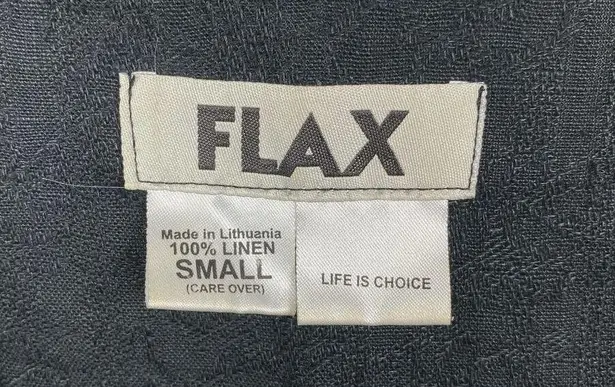 Flax Black Linen Long Sleeve Blouse Sz.S