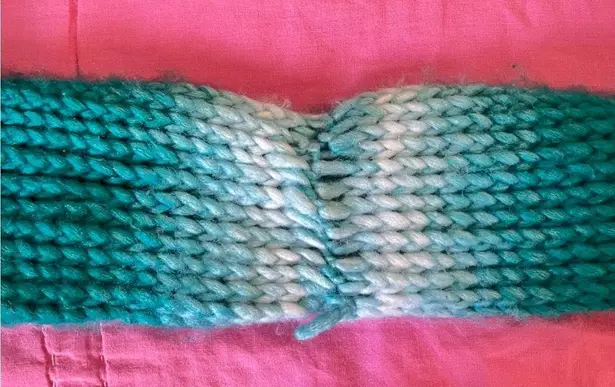 infinity Hand made knit turquoise and white ombré  scarf