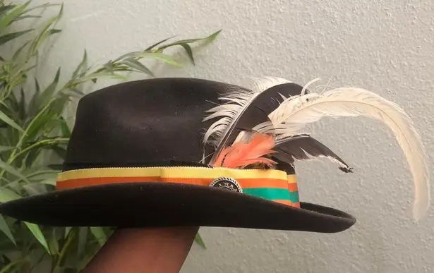 Royal John B Stetson Casino Gambler Panama Fedora Felt Wool Hat Cap Boater Vintage Sz 7 1/4 Brown Striped