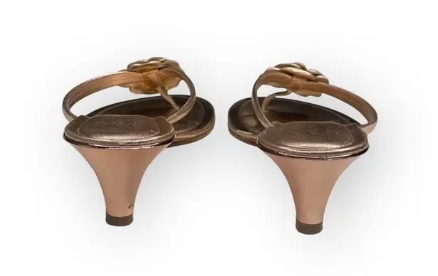 Luisa D’Orio ✿ Camellia Leather Kitten Heel Mule Thong Sandals ✿ Rose Gold ✿ 6M Size 6