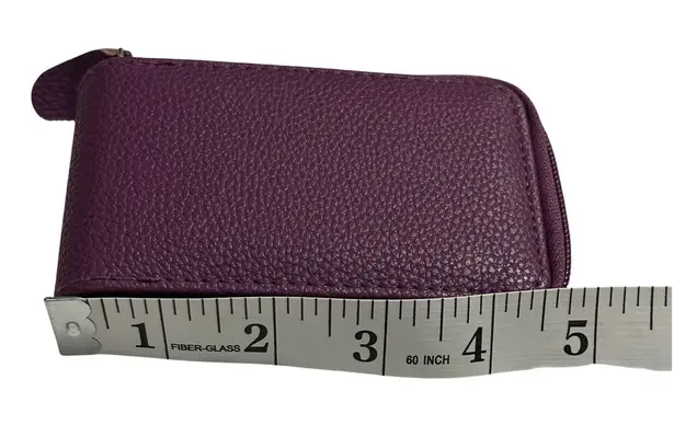 Purple Faux Leather Zippered Card Holder Wallet Organizer with ID Window