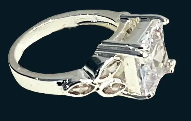 Charter Club NEW Engagement RING SOLITAIRE Size 5 Silver Plate CZ Square Boxed