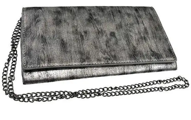 Sondra Roberts  CLUTCH HANDBAG Silver Black Clutch Crossbody Faux Suede Purse