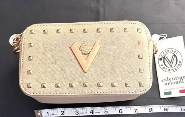Evolution and creation NWT Valentino Orlandi “V” Logo Double Zip Camera Bag with Adjustable Brand Strap