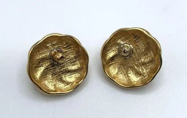 Vintage Pearl Earrings Costume Gold Scalloped Post Glam Estate Classic