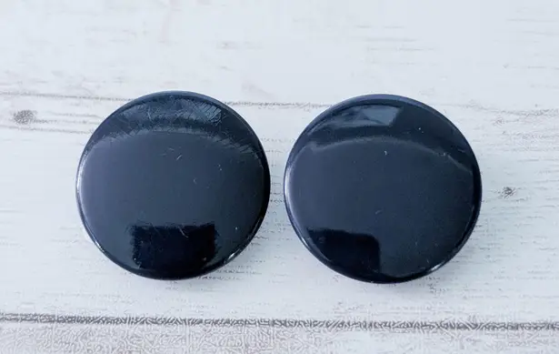 Vintage Clip On Earrings Navy Blue Retro Circle 1"