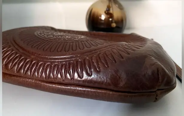 Patricia Nash Brown Embossed Leather Clutch