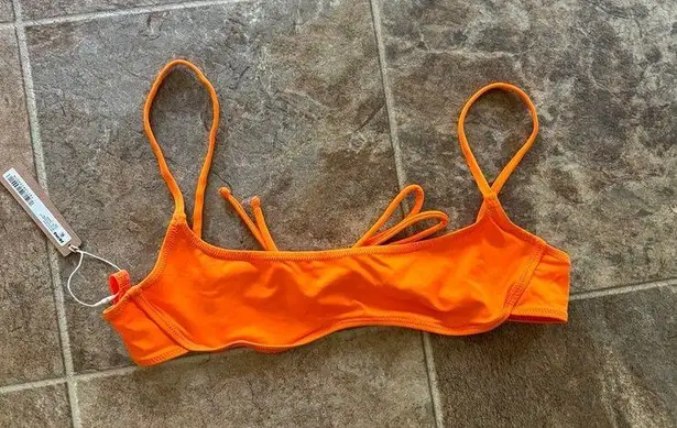 SKIMS New  Signature Swim Micro Scoop Bikini Top Orange Size Large