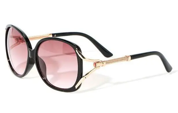 Round Frame Black Sunglasses with Gold detailing