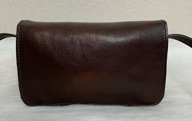 Vera Pelle Dark Brown Genuine Leather Flap Crossbody Bag