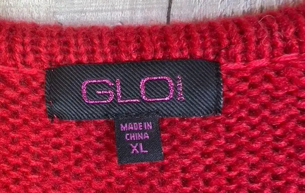 GLO Jeans Size XL Red Sweater Mini Dress with Red Sequins Short Cap Slee…