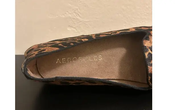 Aerosoles Women Leopard Print Shoe Size 7 Slip On Heels Calf Hair Comfort Office