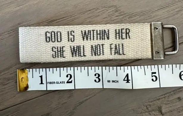 Religious Keychain God is Within Her Beige Black