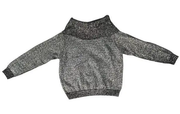 Vintage BFA Classics Metallic Shimmery Silver & Black Turtle Neck Sweater Size M Size M