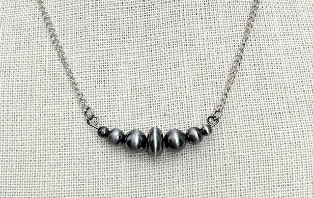 Navajo Style Pearl Necklace with Saucer Pearl Silver